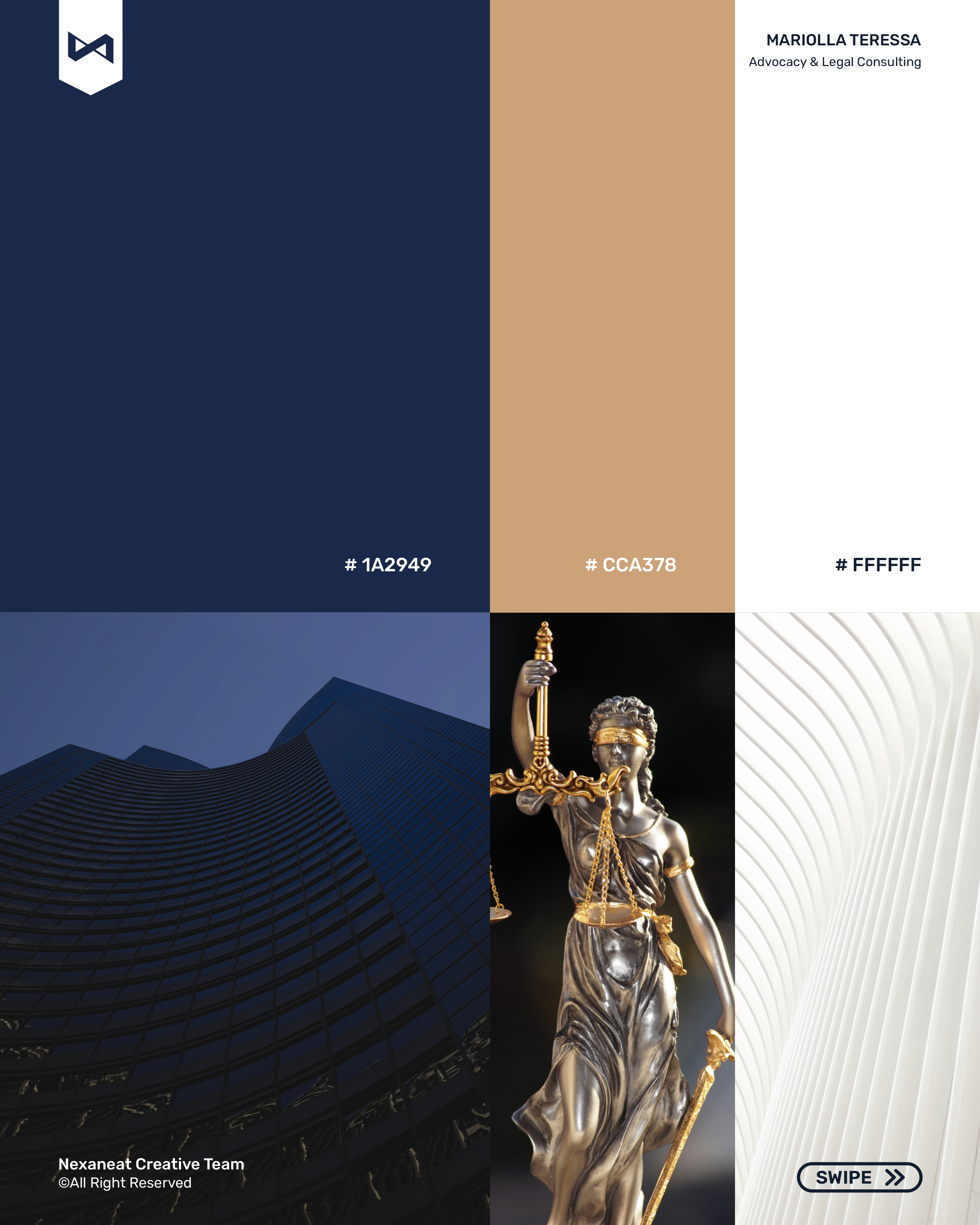 Palette slide — navy, counsel blue, gold, parchment, ivory