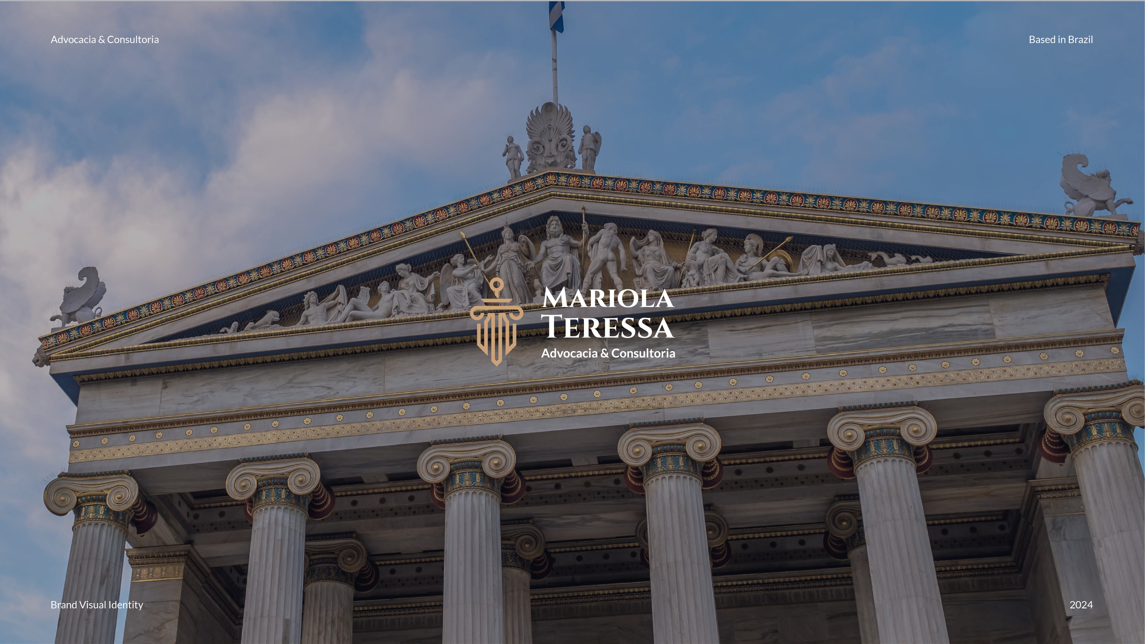 Mariola Teressa wordmark over neoclassical pediment
