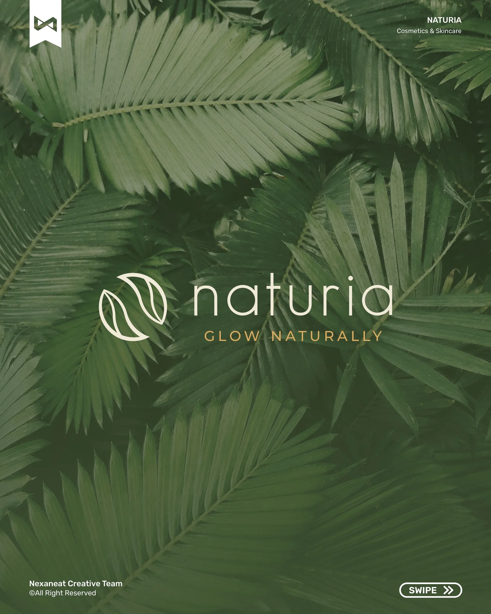 Naturia primary lockup set over tropical palm leaves