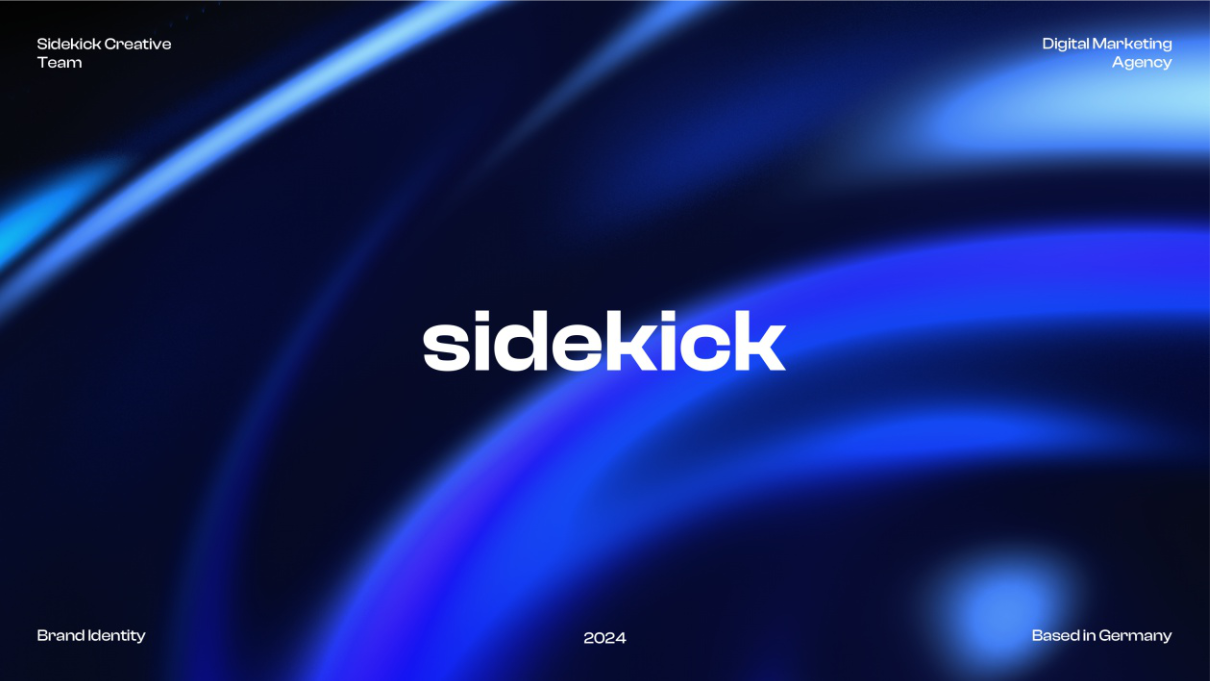 Sidekick wordmark over a deep-blue liquid gradient